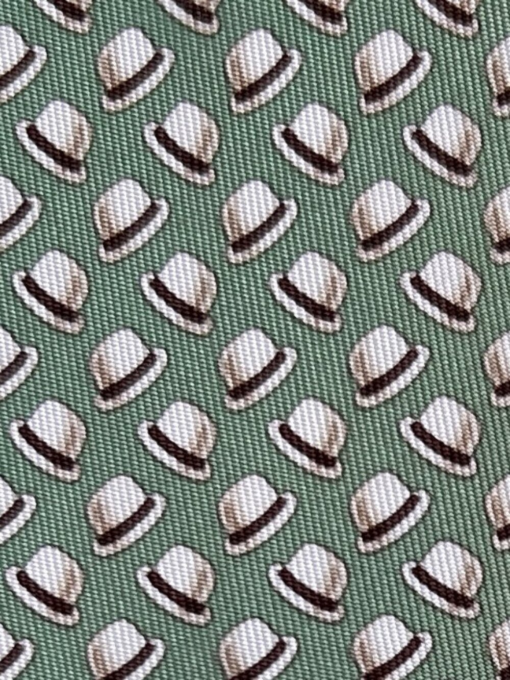 100% REAL HERMES TIE ~ GREEN w WHIMSICAL BLUE & & GREEN DERBY BOWLER HATS XL
